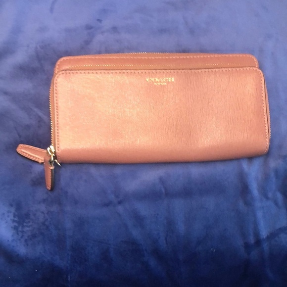Coach Handbags - Coach Double Zip Around Wallet Wristlet, Mauve